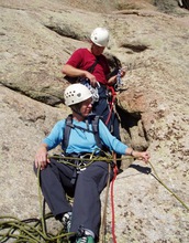 Scientists Carol Frost and Davin Bagdonas prepare for the next pitch up Lankin Dome.