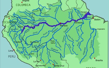 map showing the Amazon river watershed