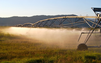 center pivot irrigation in a field