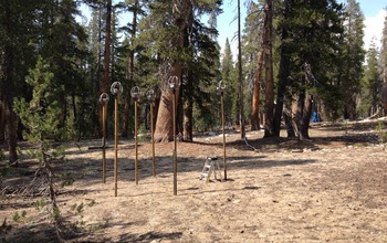 Dust collectors at Shorthair Creek in NSF's Southern Sierra Critical Zone Observatory.