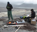 scientists with equipment out in the field