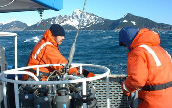 Scientists at the Northern Gulf of Alaska LTER site conduct research off the coast of Alaska.