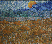 Vincent van Gogh captured landscapes and air flow in “Landscape with Wheat Sheaves and Rising Moon.”