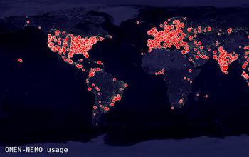 world map showing usage of the NEMO and OMEN nanosimulation modeling tools