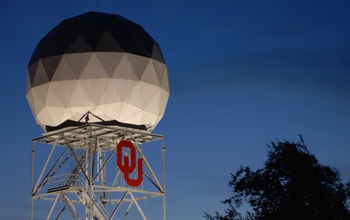 A ground-based weather radar station at the University of Oklahoma.