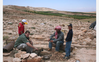 Researcher Ryan Boyko with Beduoin sheep herders and dog