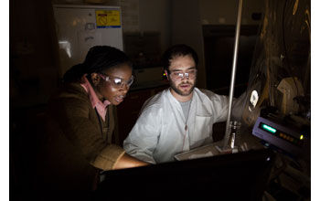 Chemical engineering professor Omolola Eniola-Adefeso and Ph.D. student Alex Thompson