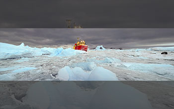 Laurence M. Gould attempts to sail through ice-choked waters