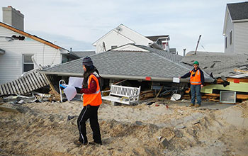 Houses damaged at Ortley Beach, New Jersey, after Hurricane Sandy