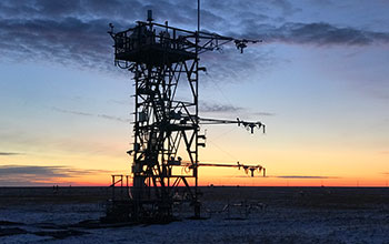 Sunrise at instrumented NEON tower outside Barrow, Alaska