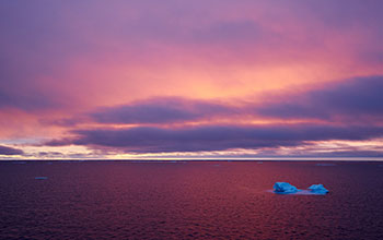 Sunlight reflecting on ice-free water of Canada Basin