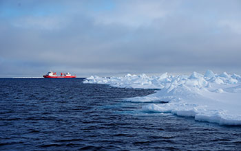 Icebreaker in Arctic Ocean
