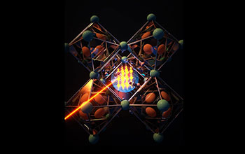 Artistic illustration of superfluorescence in hybrid perovskite crystals