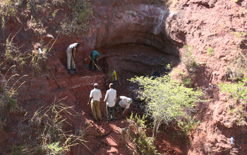 View of the Rukwatitan quarry where multiple scientists are working