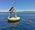 A buoy with equipment on Lake Tahoe on the California-Nevada border
