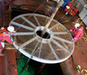 Photo of the opening in the ship's floor that allows access to seafloor sediments.