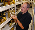 scientist Larry Page in the fish collection at the Florida Museum of Natural History.