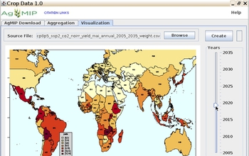 screenshot showing agMIP data mapping tool with world map