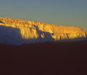 Photo of ice fields atop Tanzania's Mount Kilimanjaro.