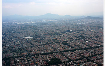 Photo of air pollution over Mexico City.