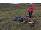 Michael O'Connor (left) and Stephen Ferencz sampling permafrost soil