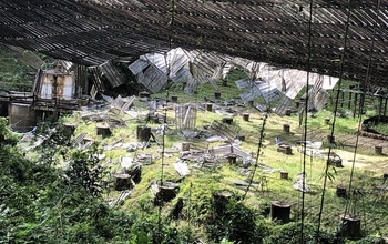 The underside of the dish at the 305-meter telescope at Arecibo Observatory