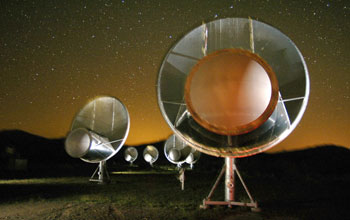 The Allen Telescope Array (ATA) in Hat Creek, Calif., at night