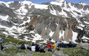 REU participants rest atop Niwot Ridge, west of Boulder, Colo.