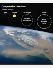 Satellite image of a 1992 dust storm over the Red Sea and Saudi Arabia with different sizes of dust.