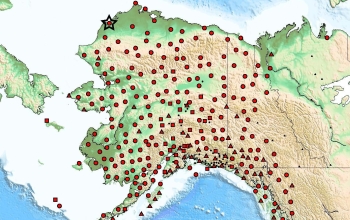 Map of EarthScope Alaska Transportable Array stations (red symbols). Circles are new stations.