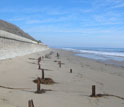 Photo of a beach and seawall in California.