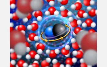 Each rotating cyanide molecule throws back the surrounding water molecules.