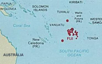 Map of Fiji islands.