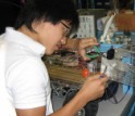 Student working on robot