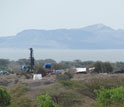 Lake Turkana and vehicles on it banks in Kenya