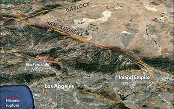 the greater Los Angeles area lies near the San Andreas Fault