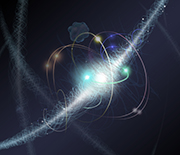 Artist's representation of an electron orbiting an atom's nucleus.