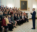 Photo of President Obama talking with math and science teachers honored on Jan. 6, 2010.