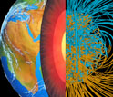 View of Earth's interior showing the mantle and core.