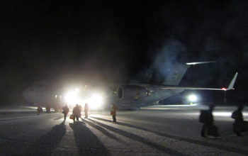 Air transport lands near McMurdo Station