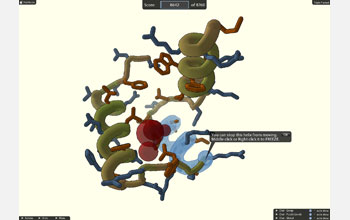 Screenshot showing empty space, large red void, in a protein's center.