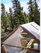 Photo showing a greenhouse warming experiment where scientists measure carbon dioxide.