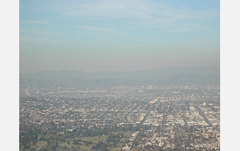 Pollution haze hangs above Los Angeles.