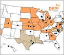 map of sites that are part of GENI (Global Environment for Network Innovations