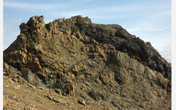 Photo of rocks in northwestern Canada that show evidence of past ice cover at tropical latitudes.