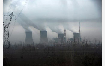 Coal power plant in Xian, China, releasing sulfur dioxide directly into the atmosphere