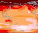 Simulations show air temperatures if (top) emissions continue, or (bottom) if cut by 70 percent.