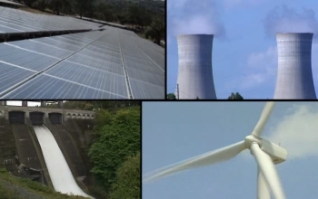 4 panels showing different renewable energy sources
