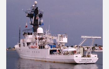 Photo of the vessel Endeavor embarking on a 12-day research expedition.