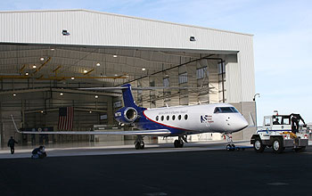 HIAPER leaves the hangar for a test flight.